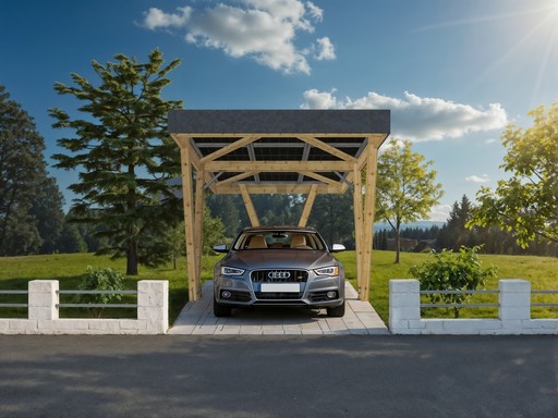 Carport photovoltaïque de stationnement moderne