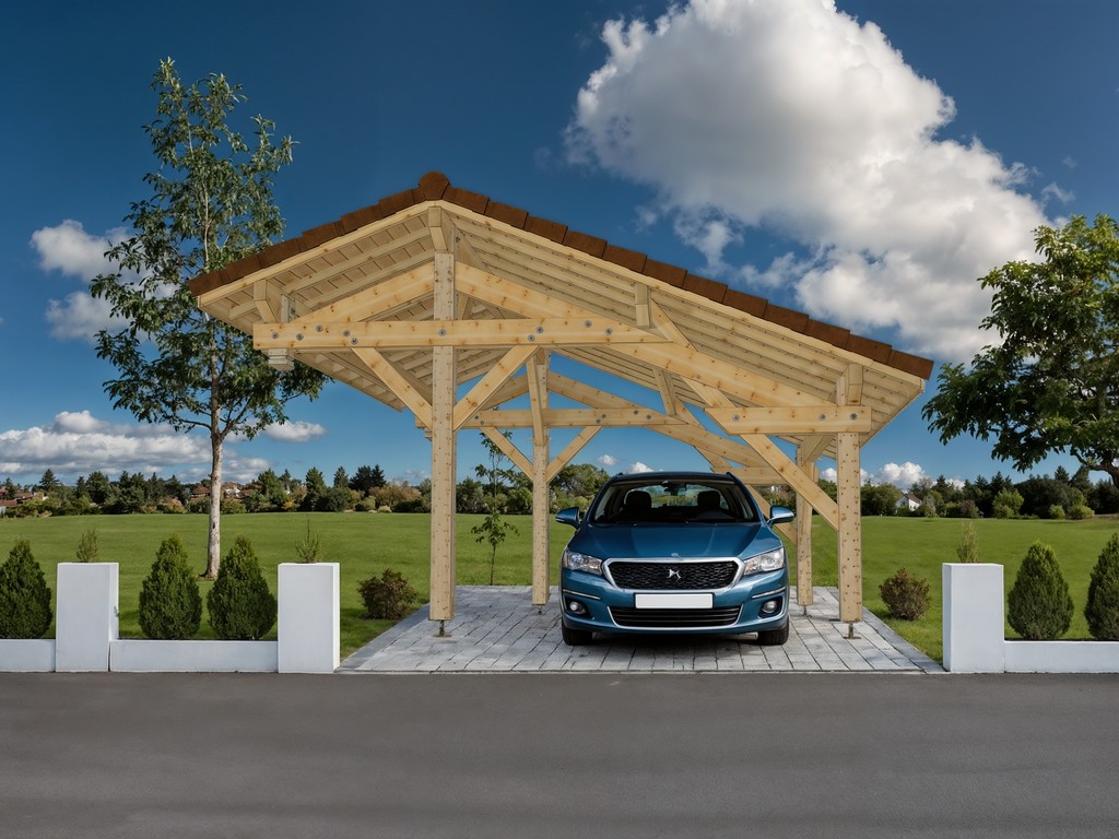 Carport photovoltaïque de stationnement traditionnel